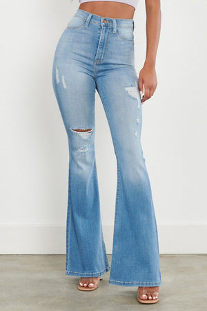 Beachy Distressed Flare Jeans
